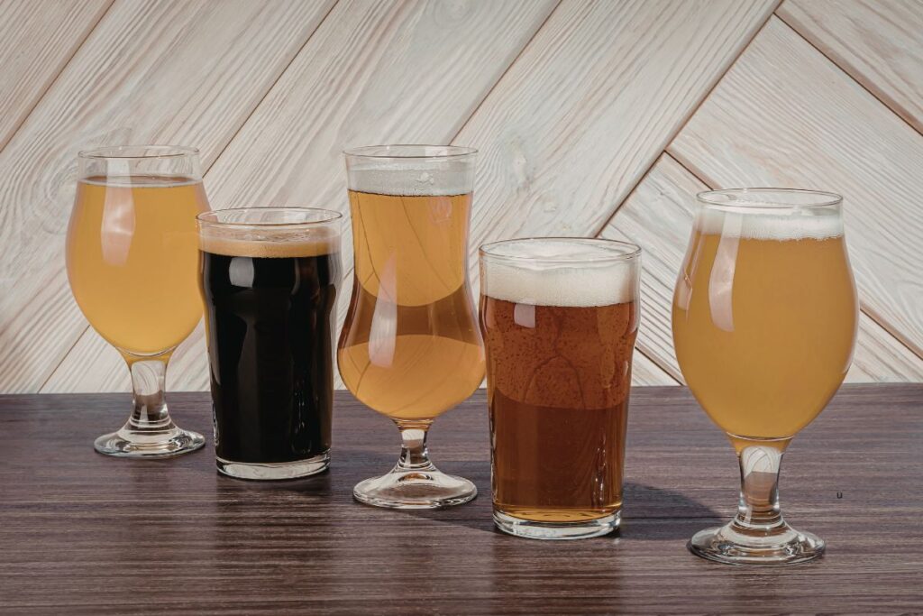 Selection of craft beers at a brewery in Grand Rapids, Michigan