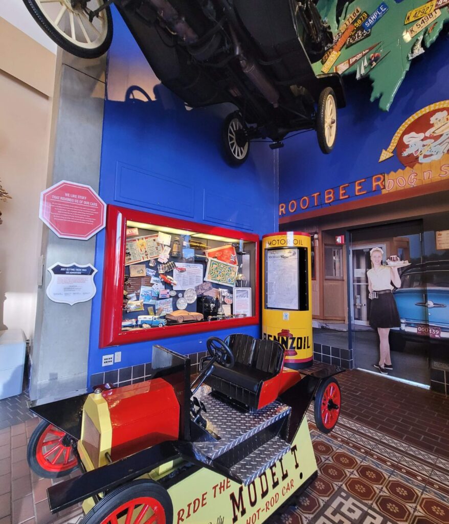 Vintage car exhibit inside the Grand Rapids Public Museum